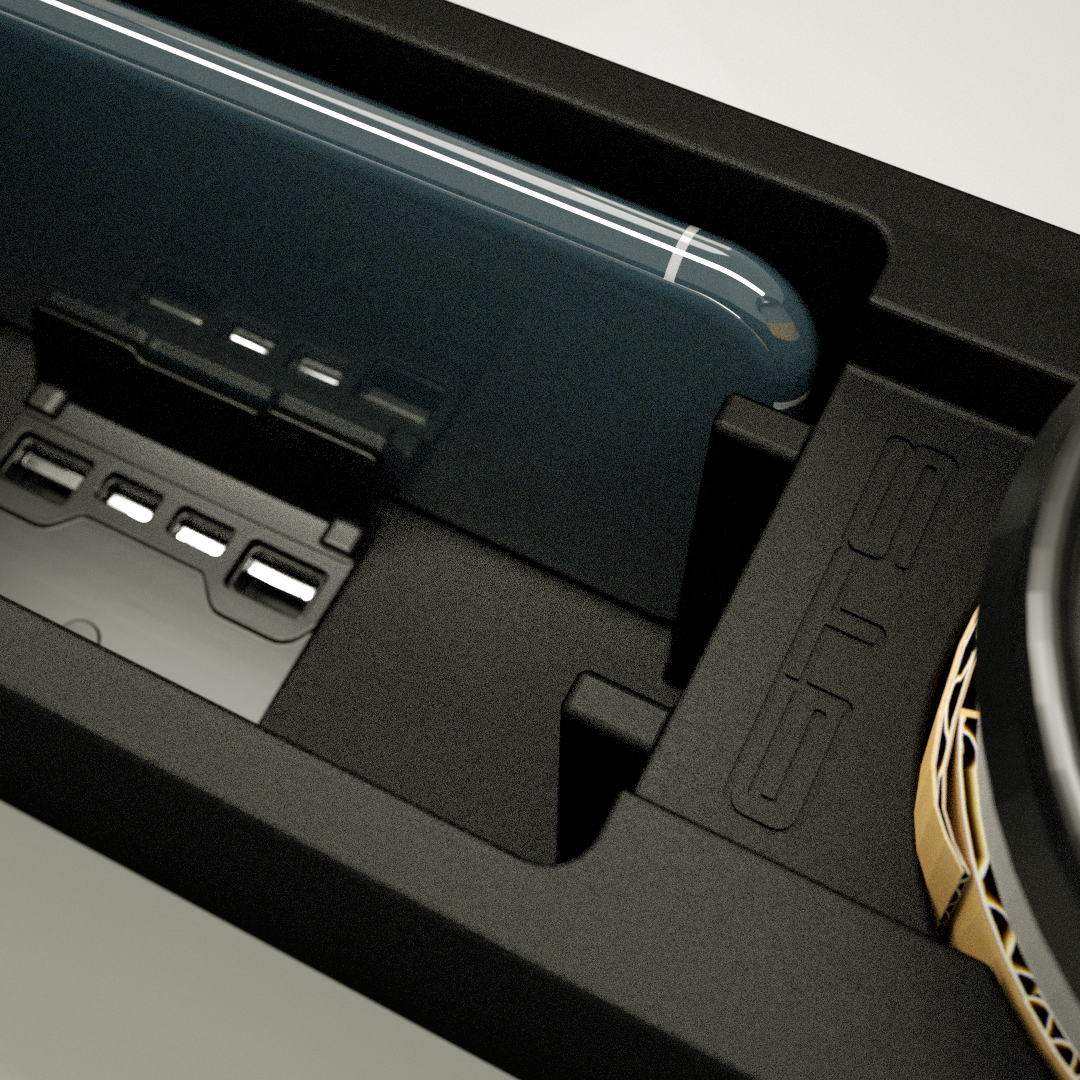 Holden HJ-WB and Consol Insert V3.0 - 1 Drink/Full Phone Recess/GTS logo USB Charger insert